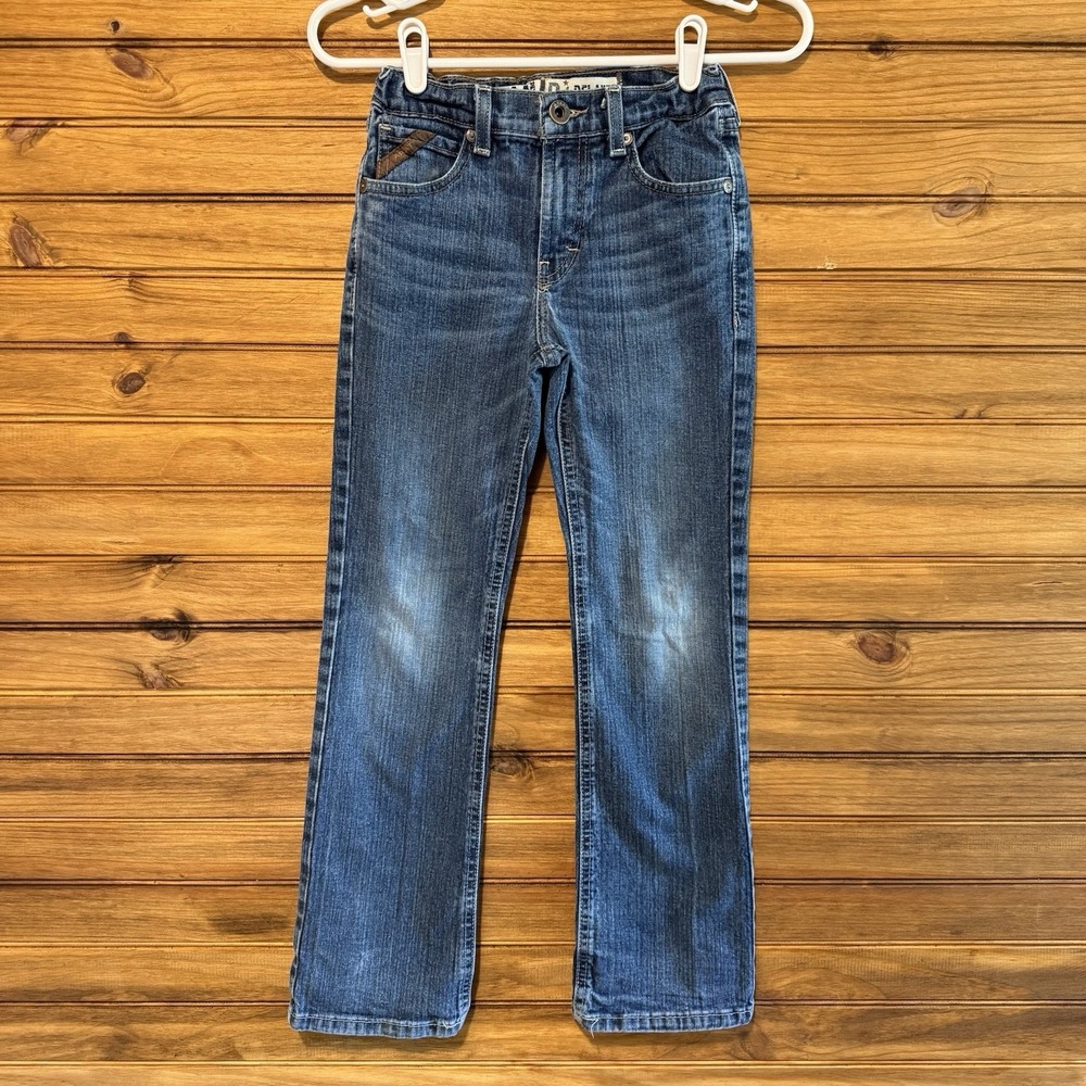 Ariat Jeans Boys 10 B4 Relaxed Boot Cut Adjustable Waist Dark Wash Denim Blue